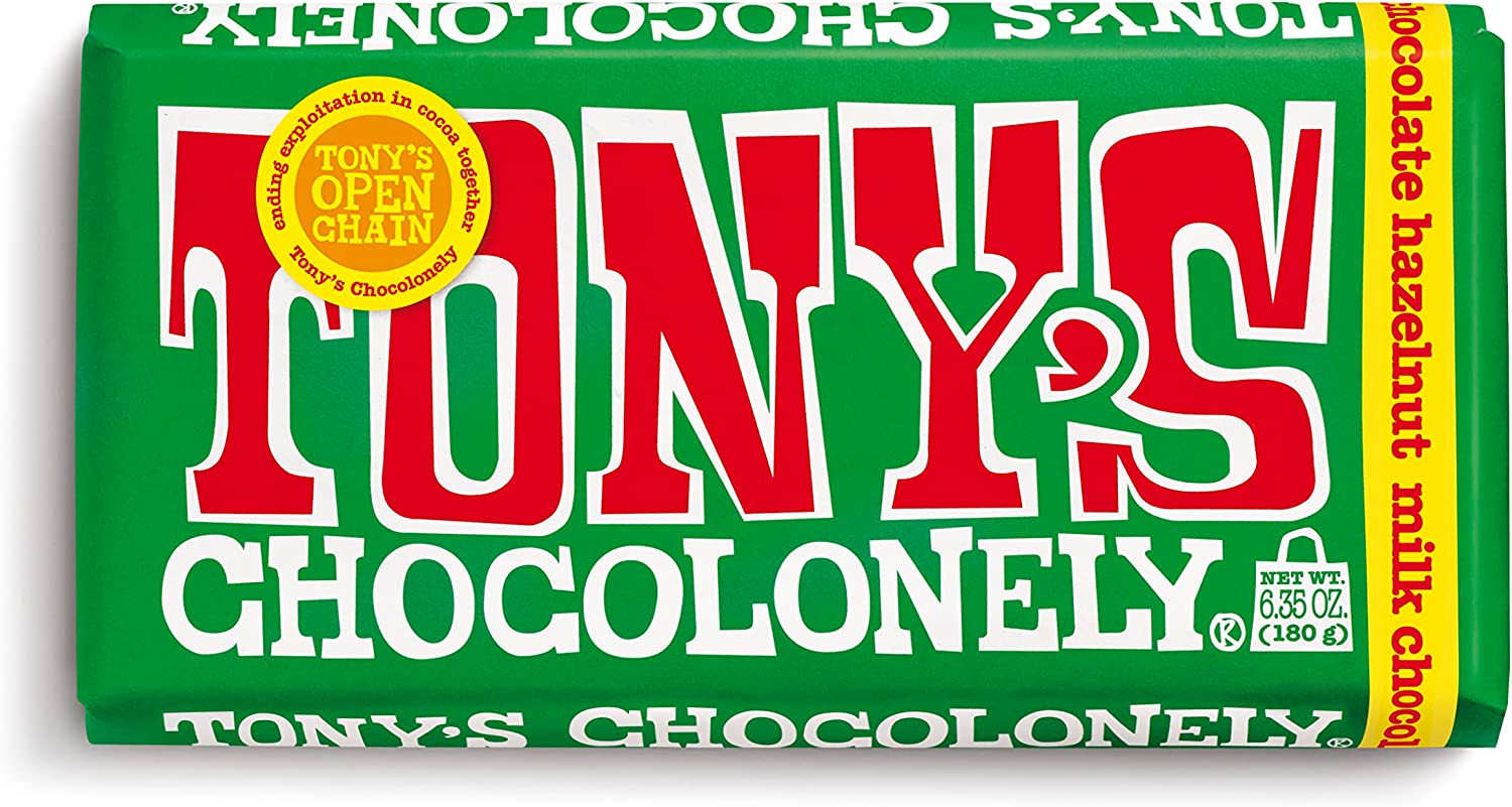 TONY'S CHOCOLONELY MILK CHOCOLATE HAZELNUT 180G