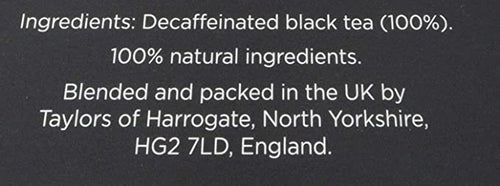 TAYLORS OF HARROGATE DECAFFEINATED TEA 20S