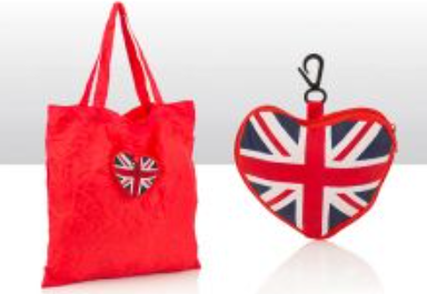 Union Jack Heart Fold Up Shopping Bag
