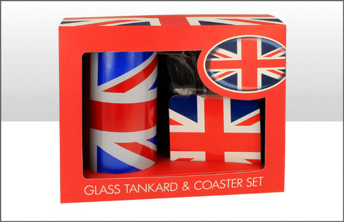 Union Jack Glass Tankard and Coaster Set