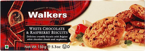 WALKERS RASPBERRY & WHITE CHOCOLATE BISCUITS 150G