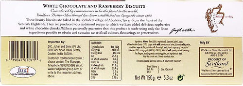 WALKERS RASPBERRY & WHITE CHOCOLATE BISCUITS 150G