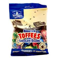 WALKERS TOFFEES & ECLAIRS ASSORTED BAG 150G