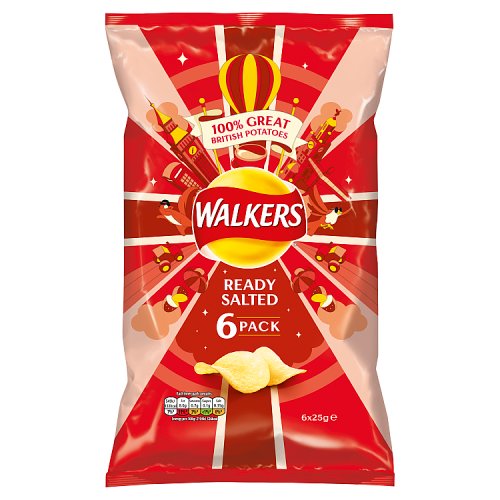 Walkers Crisps Ready Salted 6 pack - BritShop